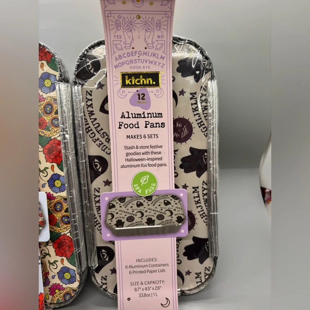 Kitch'n Aluminum Food Pans Set(2 sets)(NWT)skulls & ouija - Picture 3 of 8